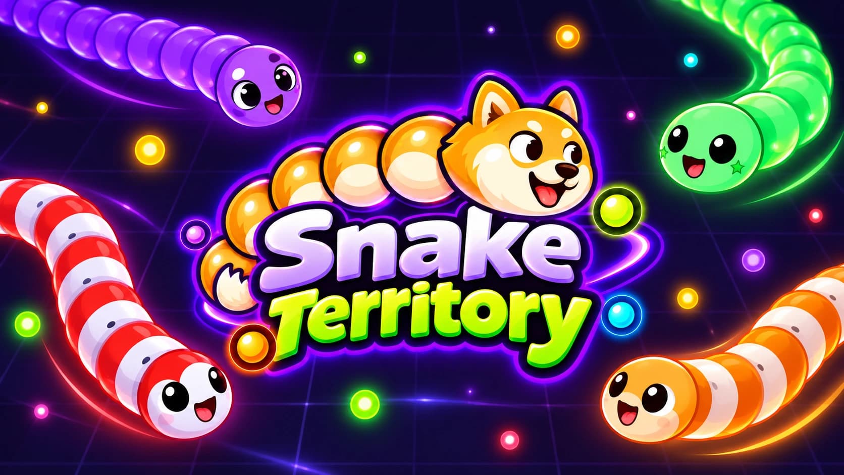 SnakeTerritory cover art: colourful neon snakes surrounding the Snake Territory logo.